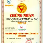 Pymepharco khẳng định vị thế với giải thưởng Top 10 “Thương hiệu Việt uy tín” năm 2017