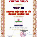 Pymepharco nhận Cúp Vàng Top 10 “Thương hiệu Việt uy tín lần thứ 15” (năm 2018)